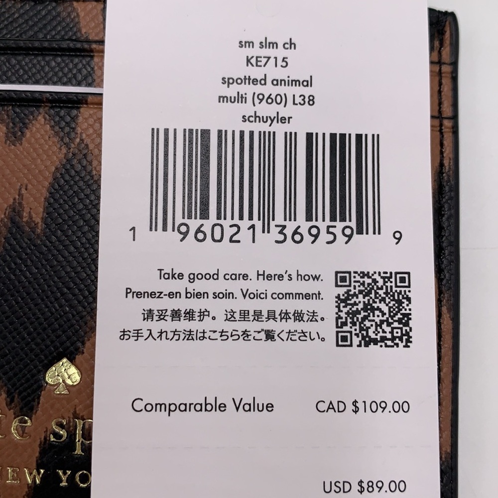Kate Spade Schuyler Small Slim Card Holder
NWT SPOTTED ANIMAL COLOR - Picture 7 of 10